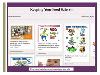 +
    Pinterest screen shot



      Pinterest.com/alicehenneman/keeping-your-food-safe
 