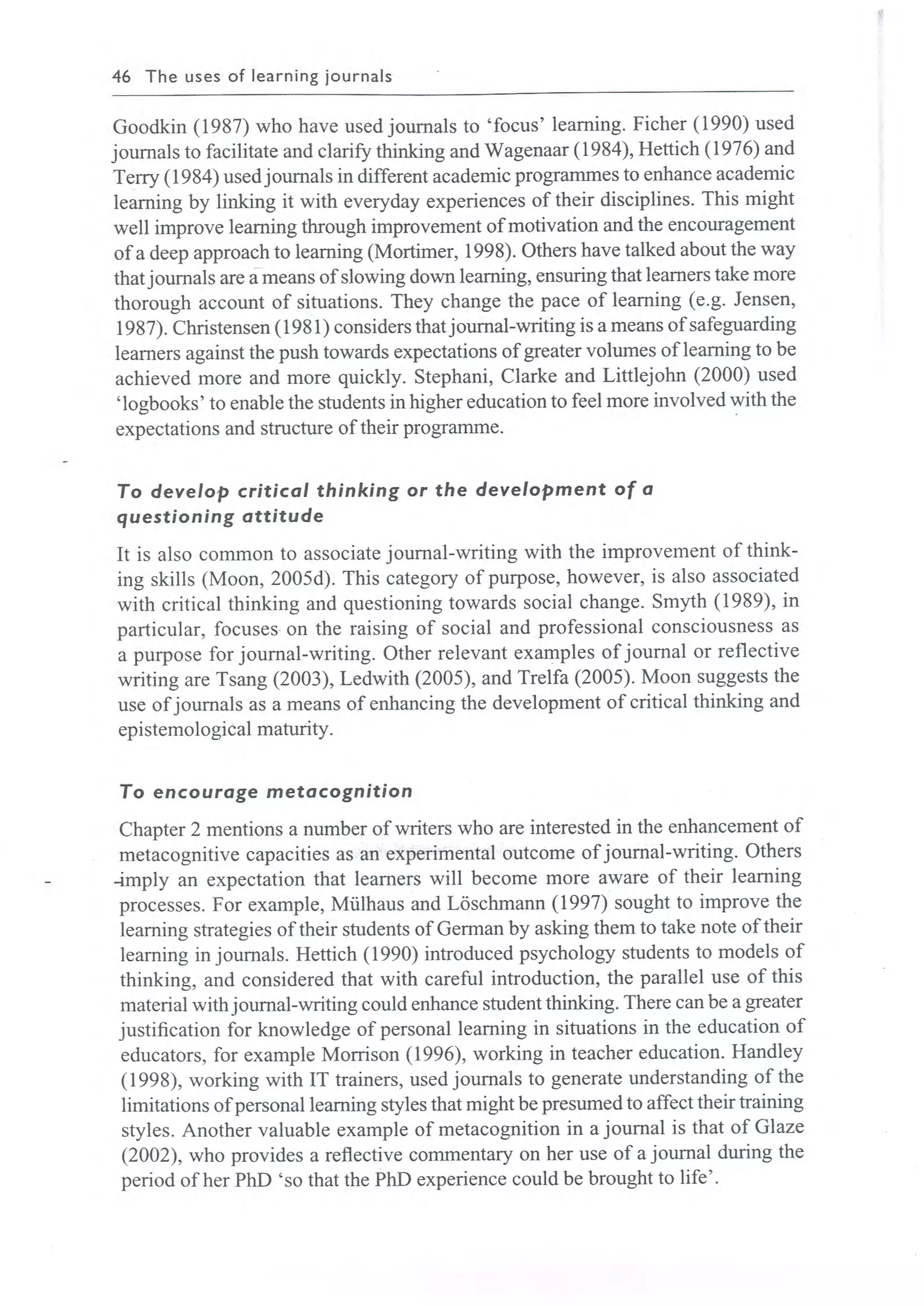 Learning journals completo