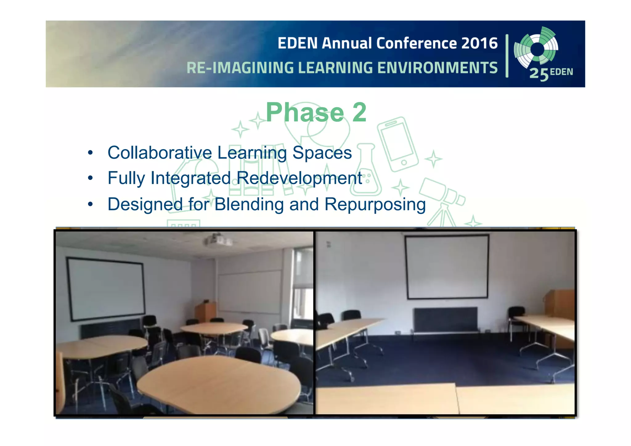 Phase 2
• Collaborative Learning Spaces
• Fully Integrated Redevelopment
• Designed for Blending and Repurposing