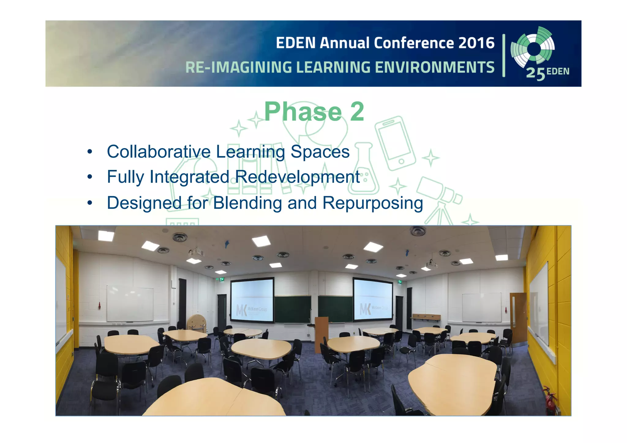 Phase 2
• Collaborative Learning Spaces
• Fully Integrated Redevelopment
• Designed for Blending and Repurposing