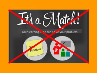 Your learning style can solve your problem.
 