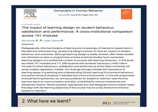 2. What have we learnt?
 