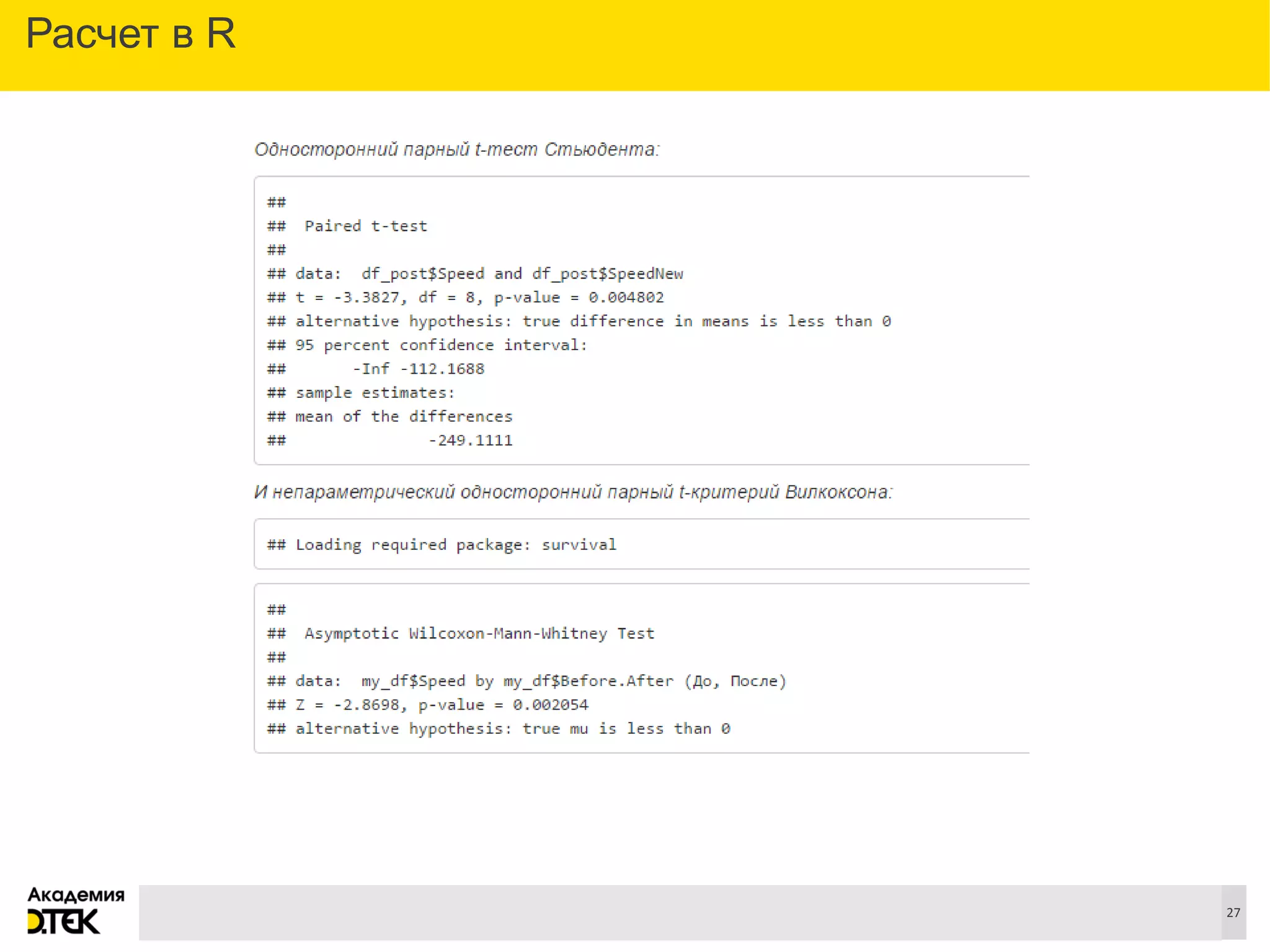 Сноски
27
Расчет в R
 