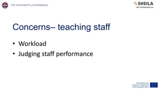 Concerns– teaching staff
• Workload
• Judging staff performance
http://sheilaproject.eu/
 