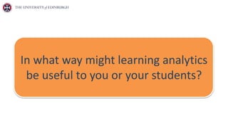 In what way might learning analytics
be useful to you or your students?
 
