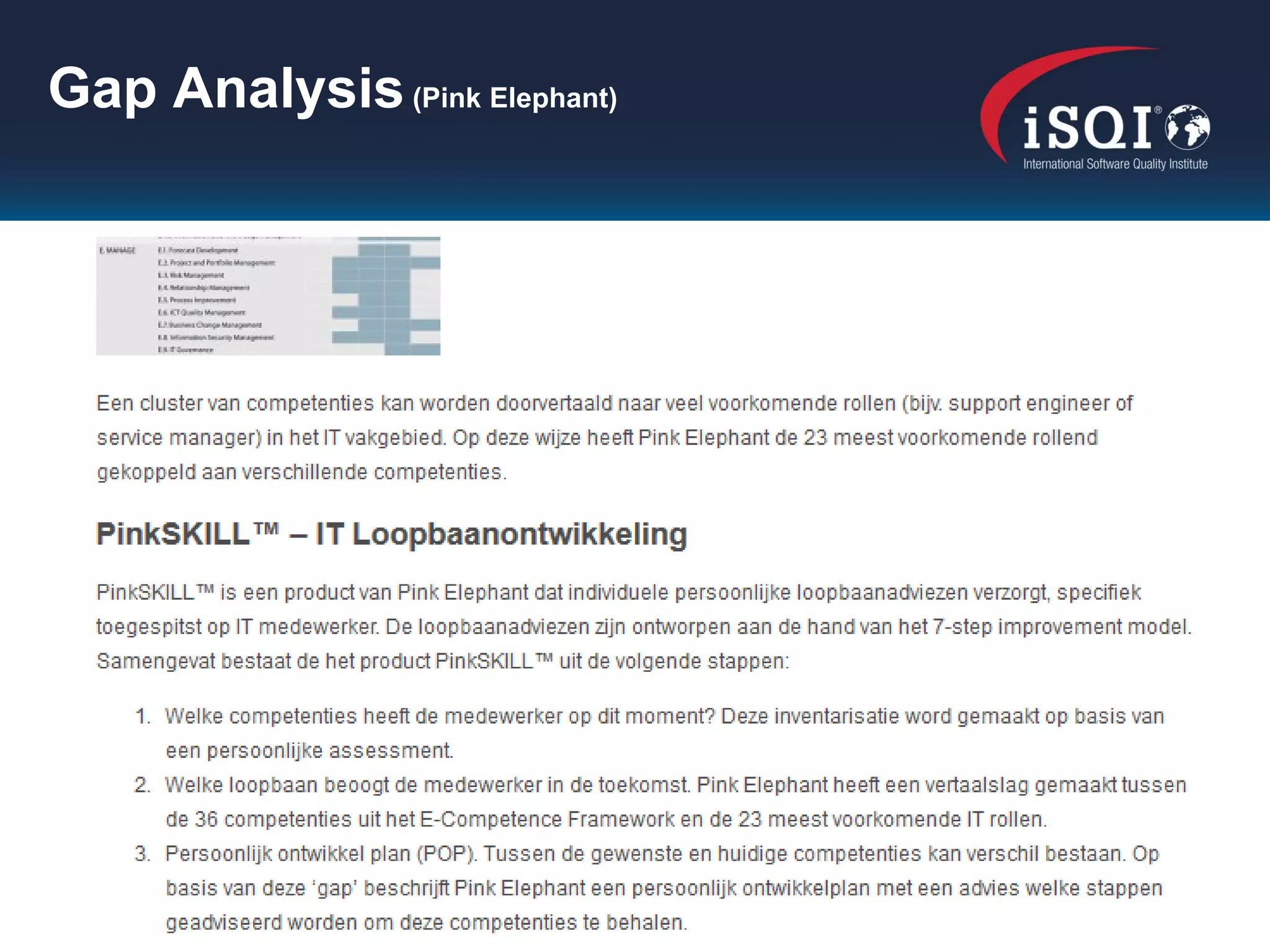 Gap Analysis (Pink Elephant)
 