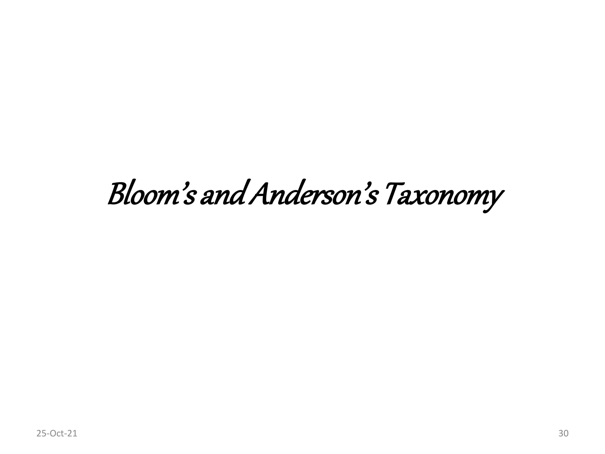 Bloom’sandAnderson’sTaxonomy
25-Oct-21 30
 