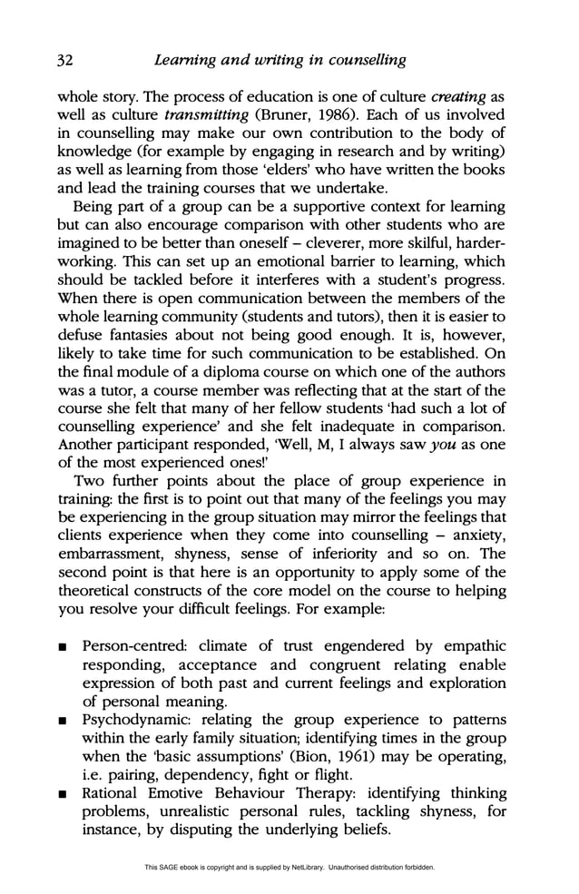 Learning and writing in counselling