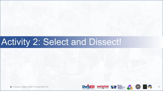 🔥 Training on Higher-Order Thinking Skills PLP
Activity 2: Select and Dissect!
29
 