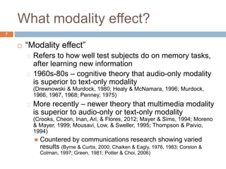 The Modality Effect Example Learning a technical language: How modality impacts nursing students ...