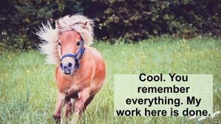 Cool. You
remember
everything. My
work here is done.
 