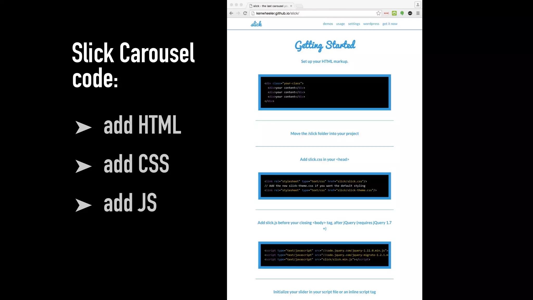 Slick Carousel  
code:
➤ add HTML
➤ add CSS
➤ add JS
 