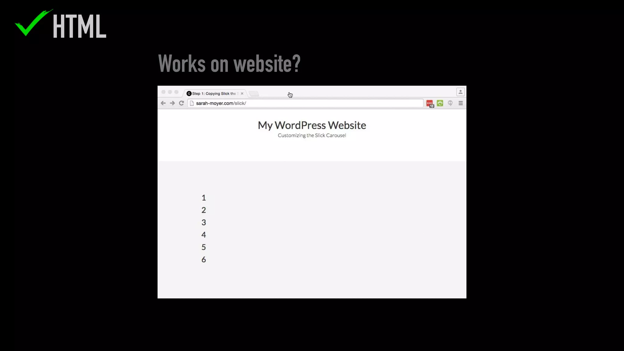 HTML
Works on website?
 