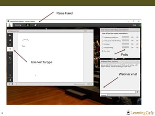 5
Webinar chat
Raise Hand
Use text to type
Polls
 