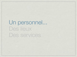 Un personnel...
Des lieux
Des services
 