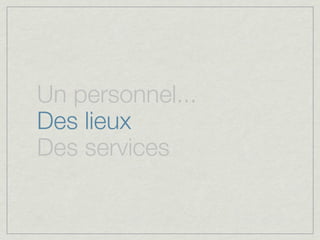 Un personnel...
Des lieux
Des services
 