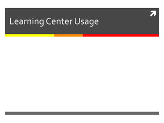 
Learning Center Usage
 