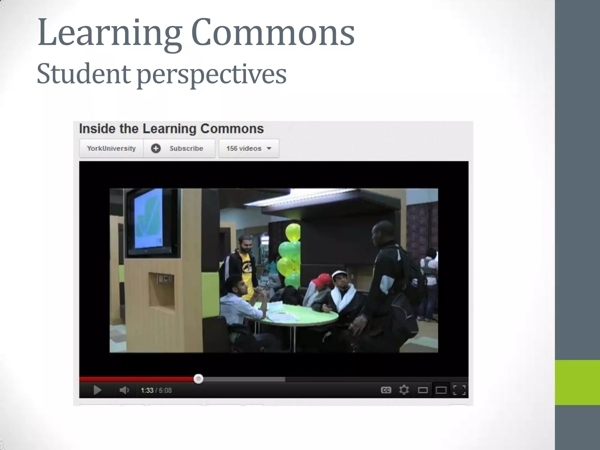 Learning Commons
Student perspectives
 