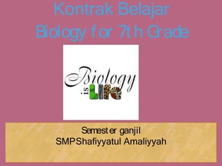 Kontrak Belajar
Biology for 7t h G
rade
Semester ganjil
SMPShafiyyatul Amaliyyah
 
