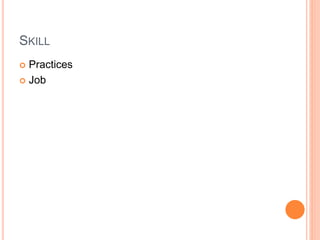 SKILL
 Practices
 Job
 