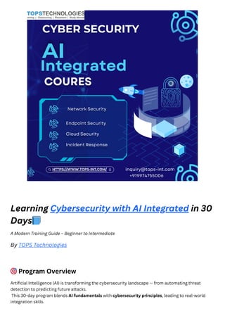 Learning Cybersecurity with AI in 30 Days | TOPS Technologies | PDF