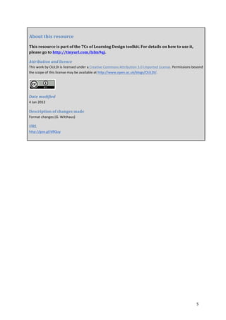 design pattern tutorial | pdf | software design... 7Cs of Learning Design Workshop Outline | PDF