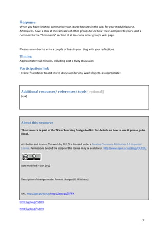 7Cs of Learning Design Workshop Outline | PDF