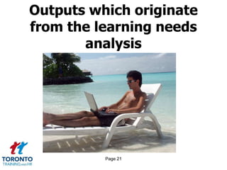 Page 21
Outputs which originate
from the learning needs
analysis
 