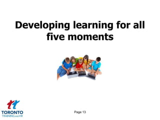 Page 13
Developing learning for all
five moments
 