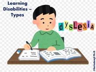 Learning
Disabilities –
Types
@GovindarajSPh.D
 
