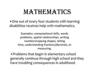Learning Disbailit Math Problem Example Learning disabilities | PPTX