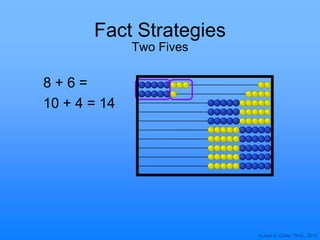 © Joan A. Cotter, Ph.D., 2013
Fact Strategies
Two Fives
8 + 6 =
10 + 4 = 14
 