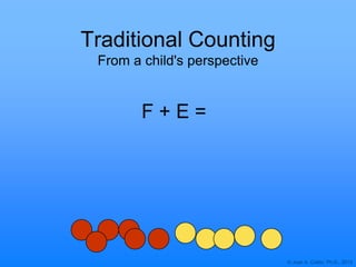 © Joan A. Cotter, Ph.D., 2013
Traditional Counting
From a child's perspective
F + E =
 