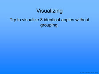 © Joan A. Cotter, Ph.D., 2013
Visualizing
Try to visualize 8 identical apples without
grouping.
 