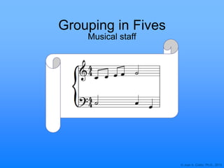 © Joan A. Cotter, Ph.D., 2013
Grouping in Fives
Musical staff
 