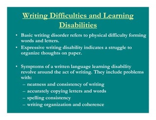 Writing Disability Exercise Example Learning dissability | PDF