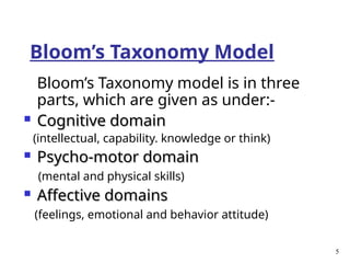 Learning domains, blooms Taxonomy of educational objectives | PPT