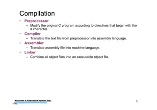 2
Outline
• Some Questions before Class
• Compilation of C Program
• Program Sections
• Data Storing
• Linking and Loading
• Simple C Program from Scratch
• Conclusions
 