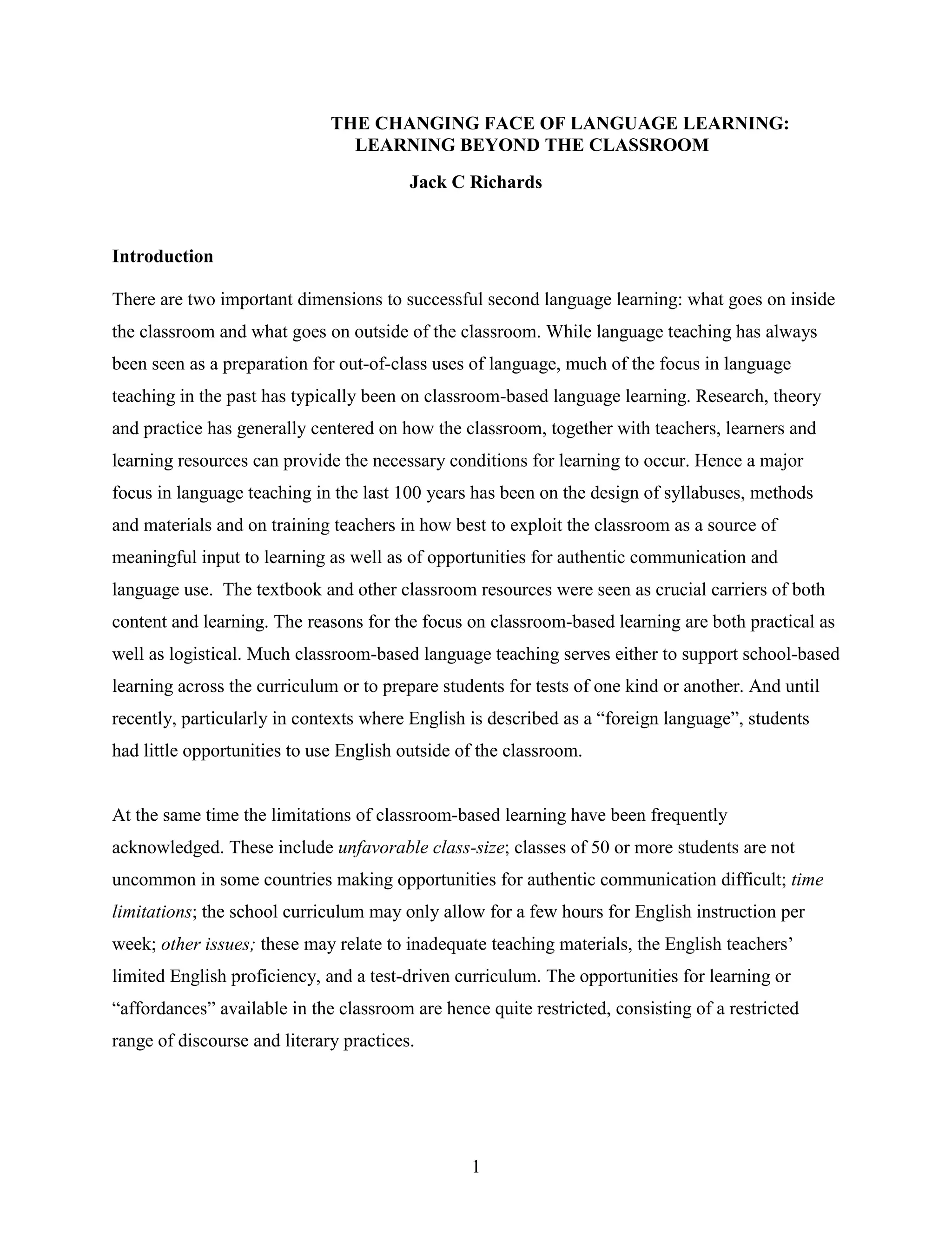 Learning English beyond the classroom by Jack C. Richards 2014 | PDF ...