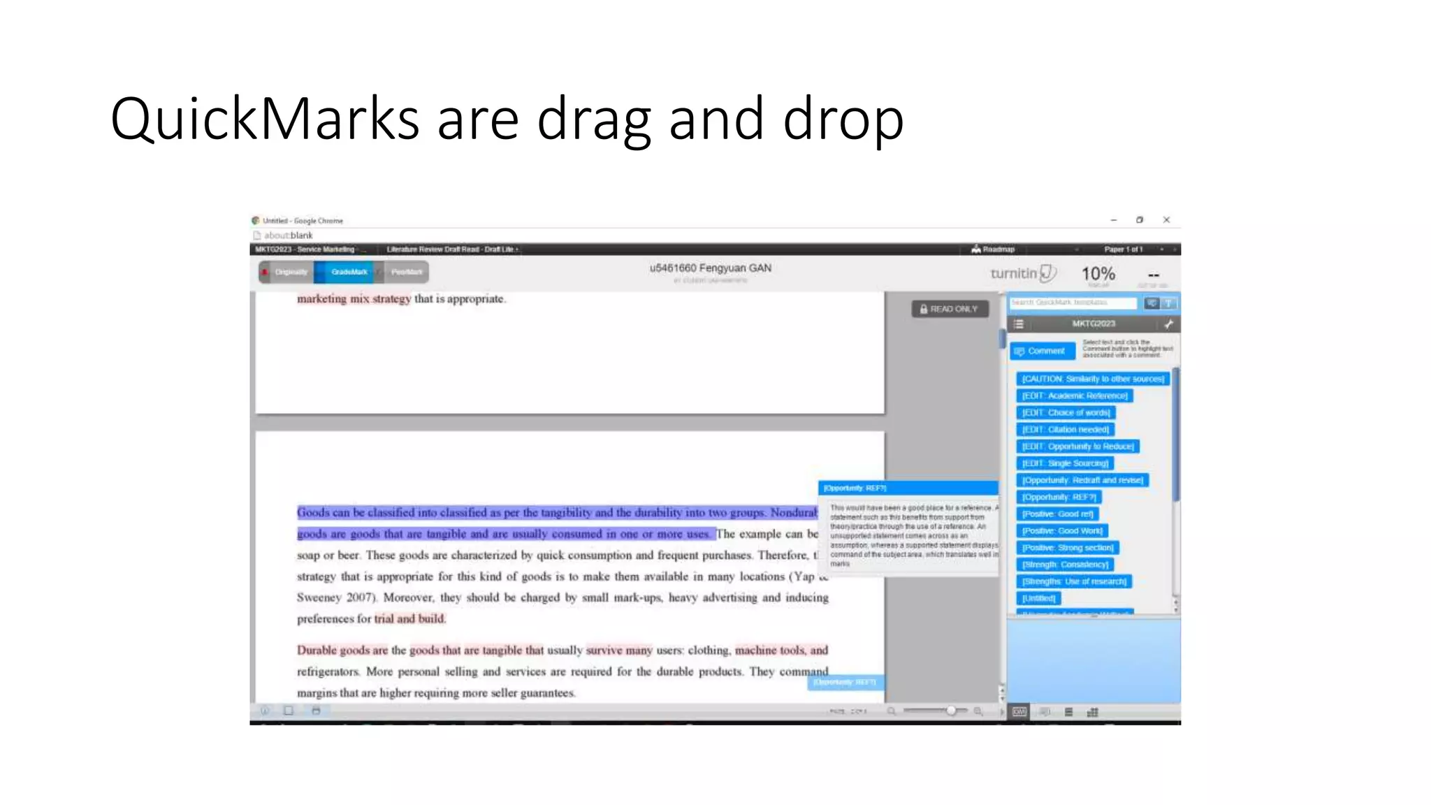 QuickMarks are drag and drop
 