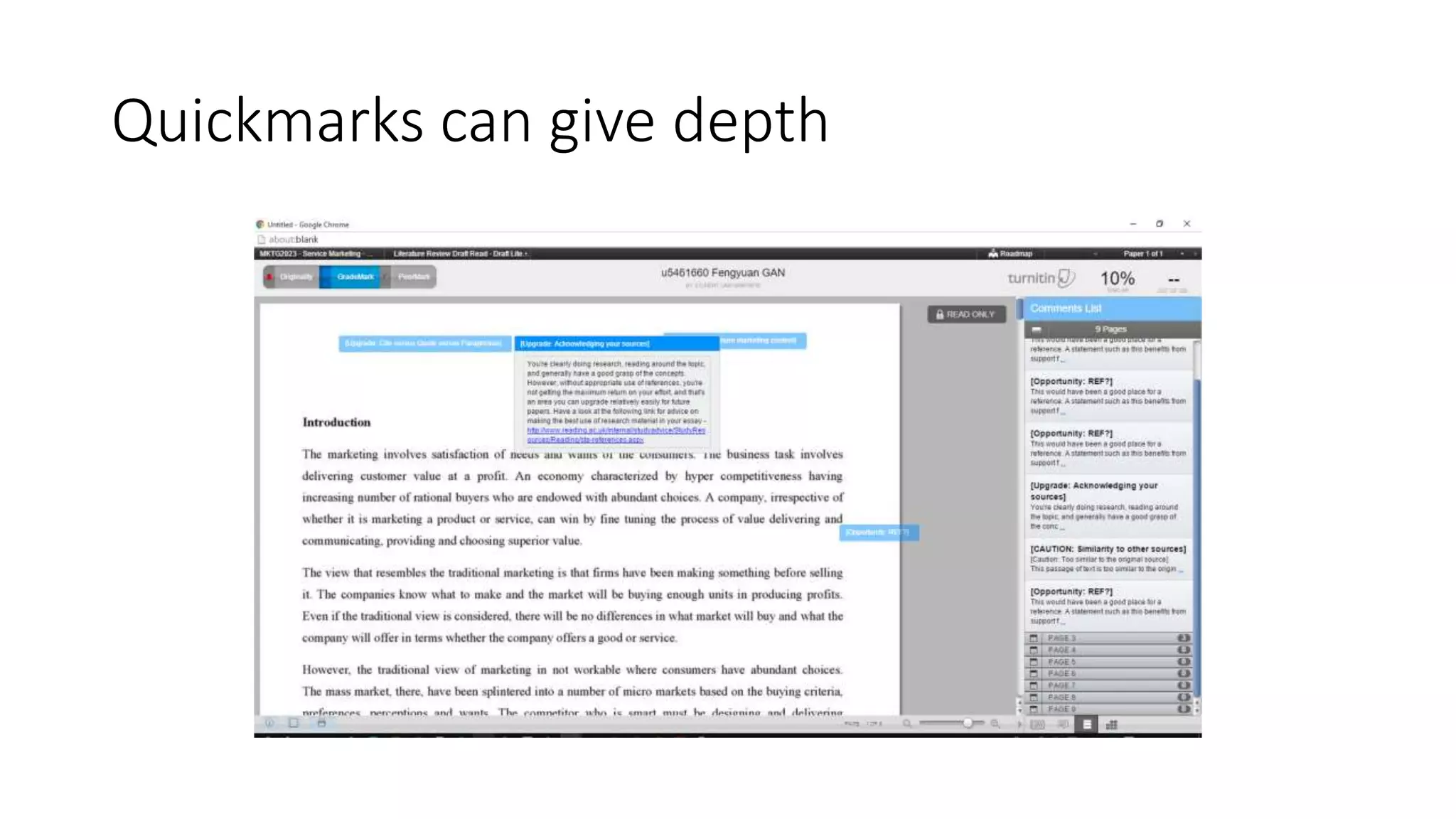 Quickmarks can give depth
 