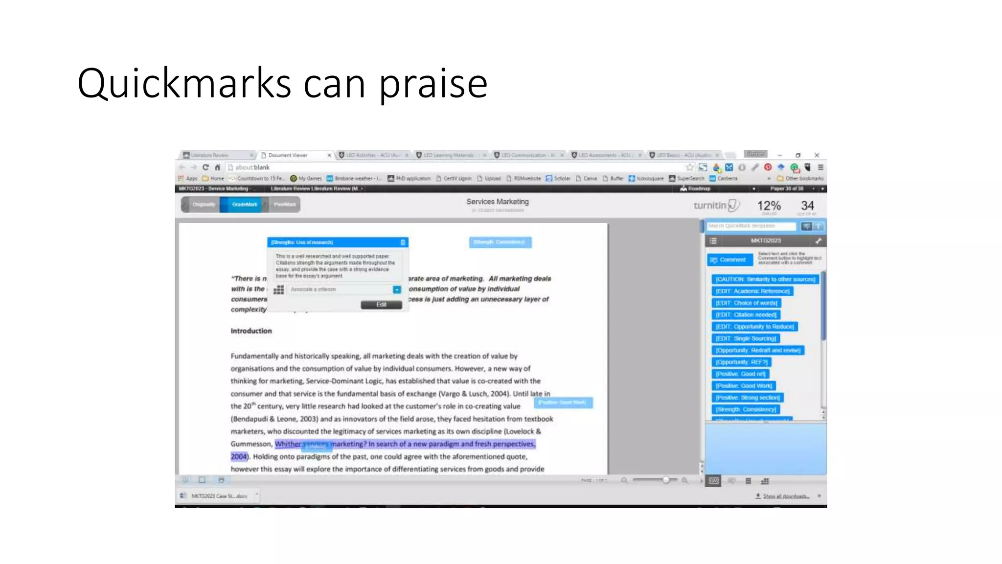 Quickmarks can praise
 