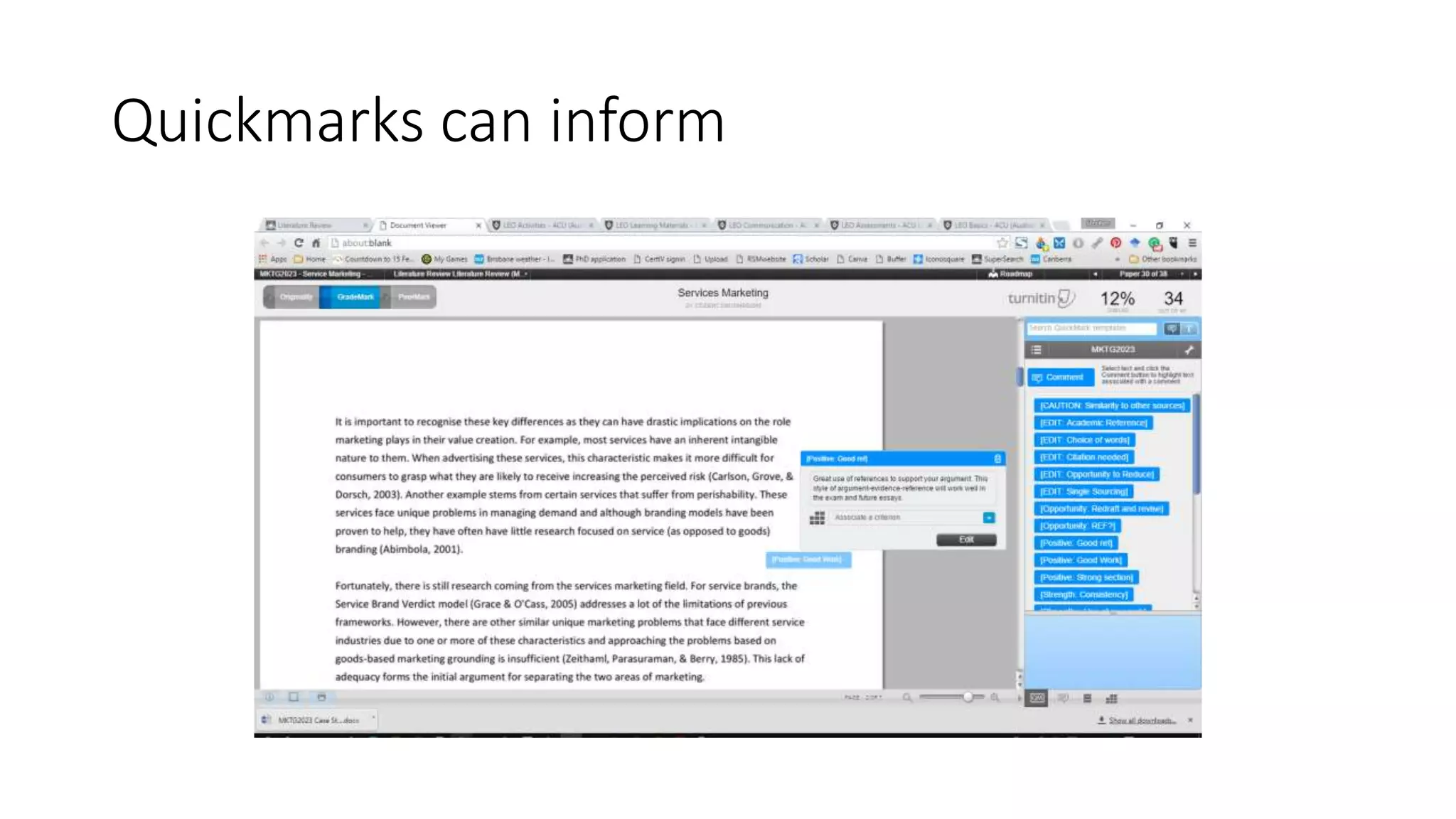 Quickmarks can inform
 