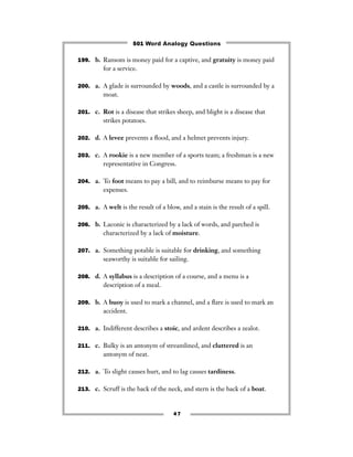 501 Word Analogy Questions