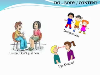 DO – BODY / CONTENT
Listen, Don’t just hear
 