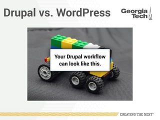 Drupal vs. WordPress
Your Drupal workflow
can look like this.
 