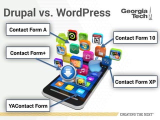 Drupal vs. WordPress
Contact Form A
Contact Form+
Contact Form 10
Contact Form XP
YAContact Form
 