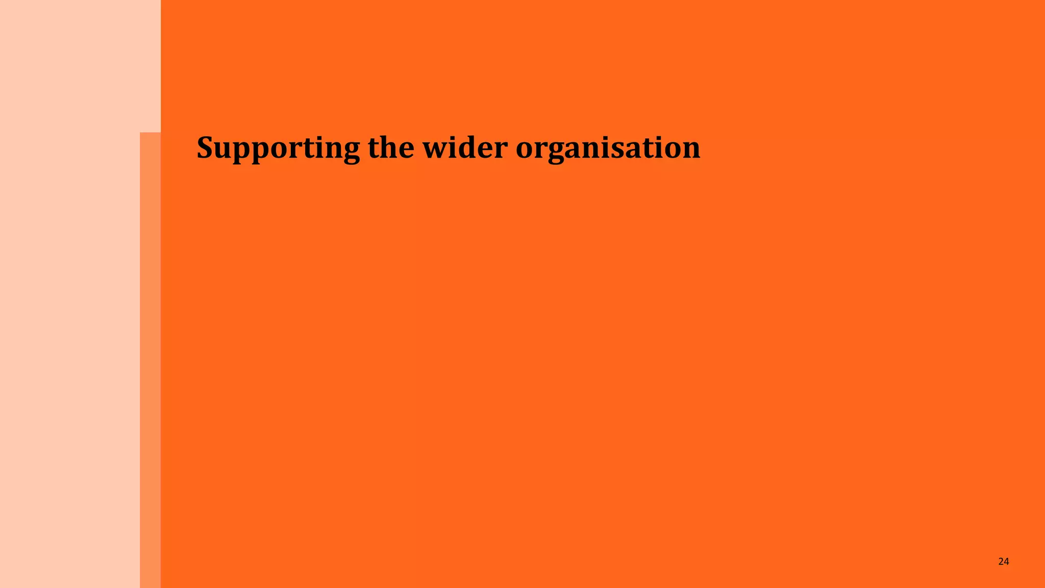 24
Supporting the wider organisation
 