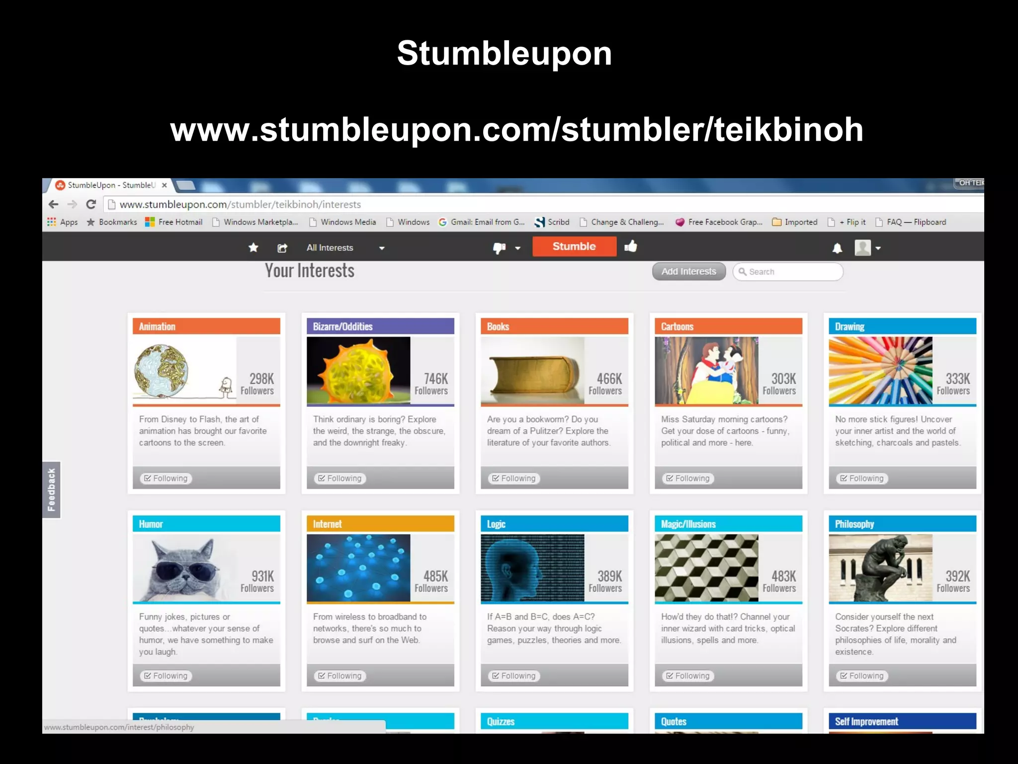 29
Stumbleupon
www.stumbleupon.com/stumbler/teikbinoh