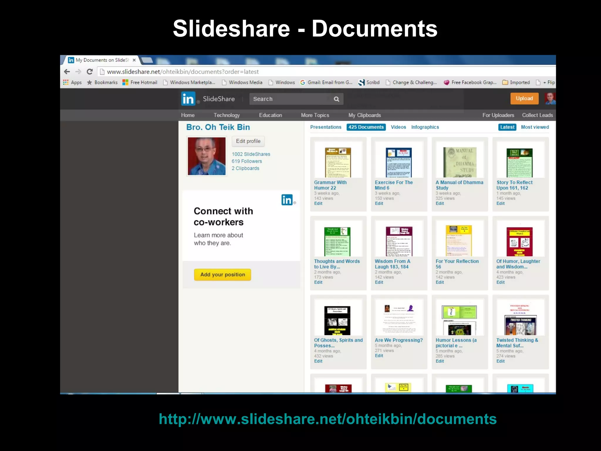 3http://www.slideshare.net/ohteikbin/documents
Slideshare - Documents